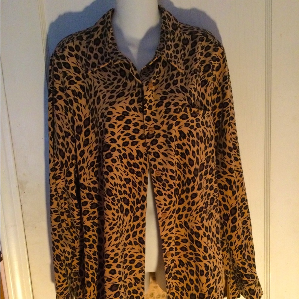 Leopard print long sleeve shirt Sag Harbor size 16